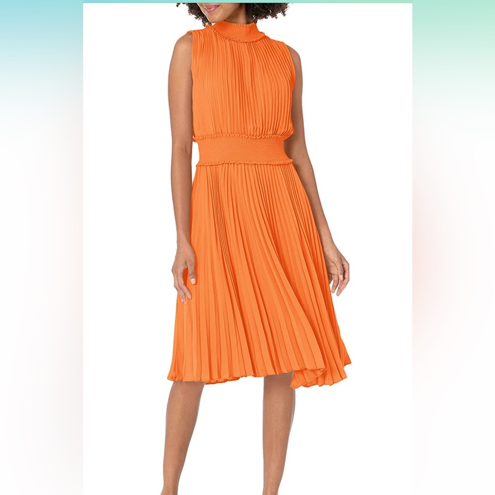 NWT Pleated Nanette Dress Musk Melon, Size 4